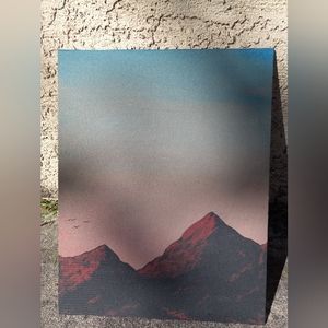 Handmade mountain painting on flat canvas